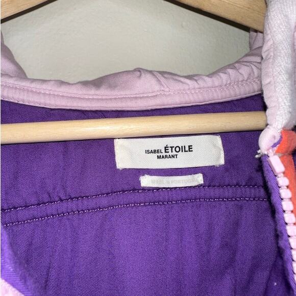 Isabel Marant Etoile Nansel Paneled Jersey/Twill Hoodie Purple/Pink Size Small - Picture 4 of 9